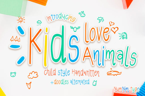 Kids Love Animals: A Handwritten Font for Digital Creativity